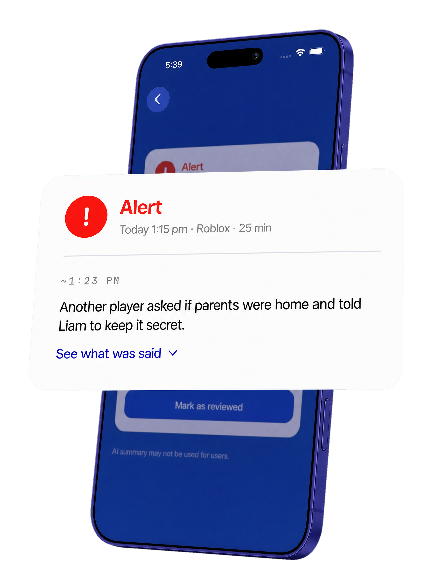 Halo alert on a parent's phone: another player asked if parents were home and told Liam to keep it secret